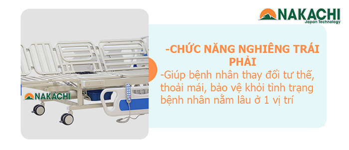 tính năng nghiên trái phải Giường Y Tế Đa Năng Điện Cơ Nakachi NC-04DC